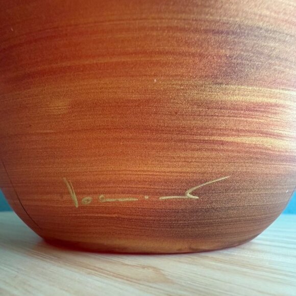 Vintage Vlasta Vorbornikova Vase Signed Czech Glass Iridescent 13 " Orange Abstr - Picture 2 of 9